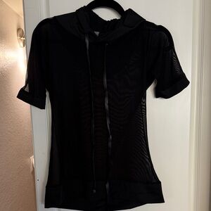 Chic Black Sheer Hoodie for Women
